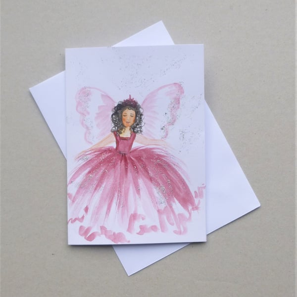 fantasy fairy hand painted original art blank greetings card ( ref F 492.A2 )