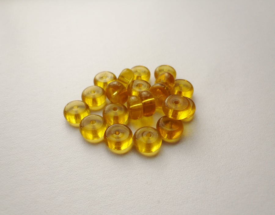 20 Golden Yellow Glass Disc Beads