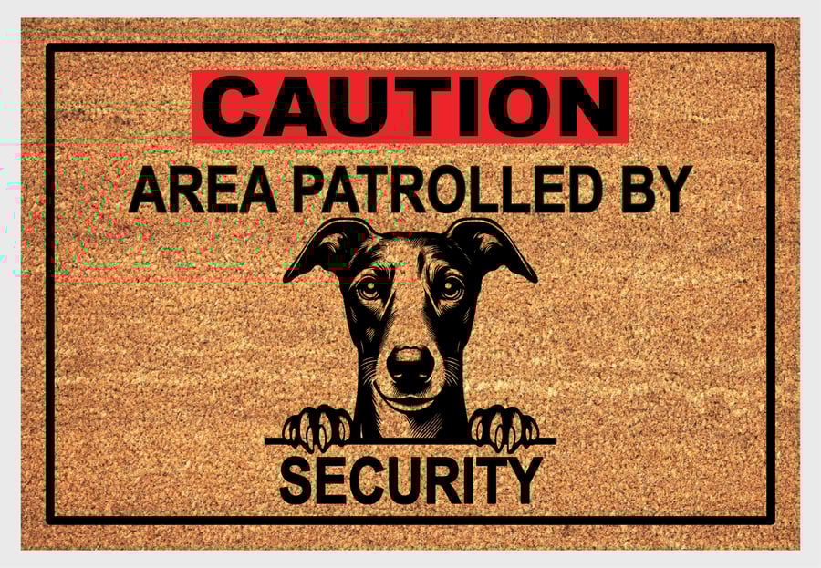 Whippet Security Door Mat No.2 - Personalised Whippet Welcome Mat - 3 Sizes