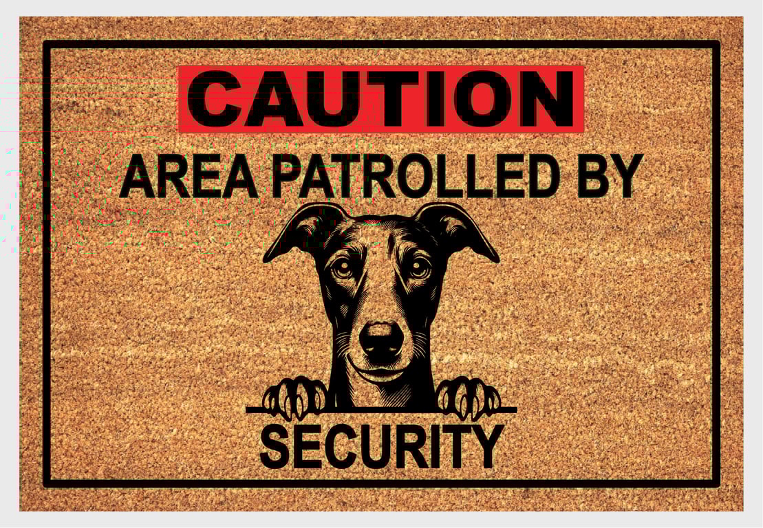 Whippet Security Door Mat No.2 - Personalised Whippet Welcome Mat - 3 Sizes