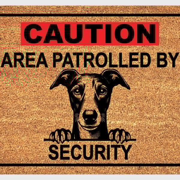 Whippet Security Door Mat No.2 - Personalised Whippet Welcome Mat - 3 Sizes