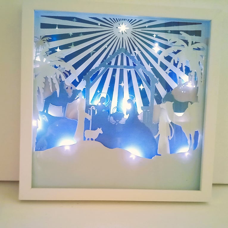Christmas Nativity Scene, Light Box, Night Light, made to order