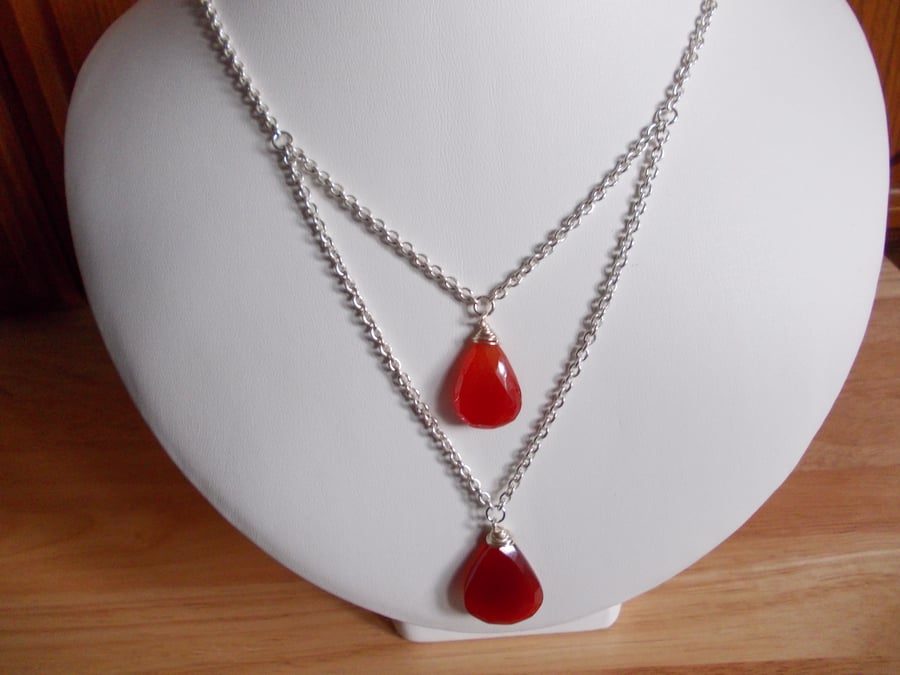 Red Onyx two drop necklace