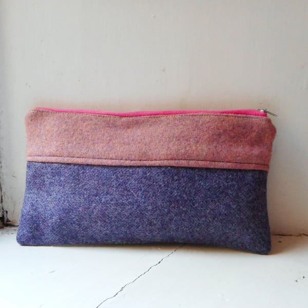 Make up or pencil case in wool and cashmere - Rhona