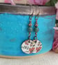 Floral ceramic charm, green jasper and copper earrings - Image 5