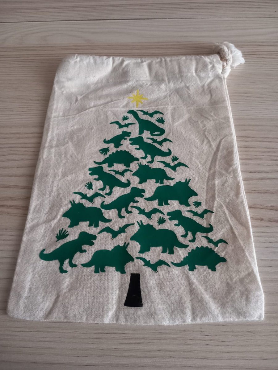 Christmas Tree of Dinosaurs Kids Christmas Treat Bag For Gifts or Snacks