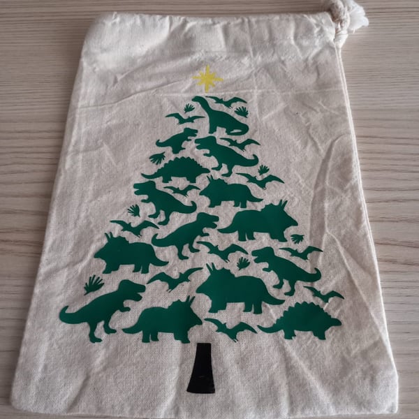 Christmas Tree of Dinosaurs Kids Christmas Treat Bag For Gifts or Snacks