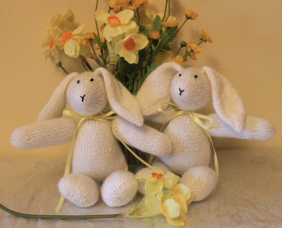 Hand Knitted White Wuffy Bunny