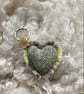 Heart Keyring - Pastel Yellow wool. Handwoven in Wales - Image 2