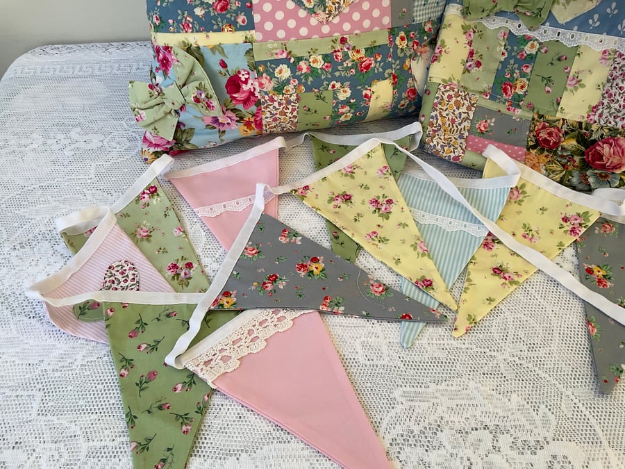 One of a kind unique little girls  patchwork tote bag cushion cover and bunting