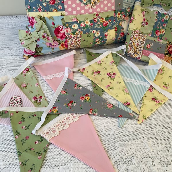 One of a kind unique little girls  patchwork tote bag cushion cover and bunting