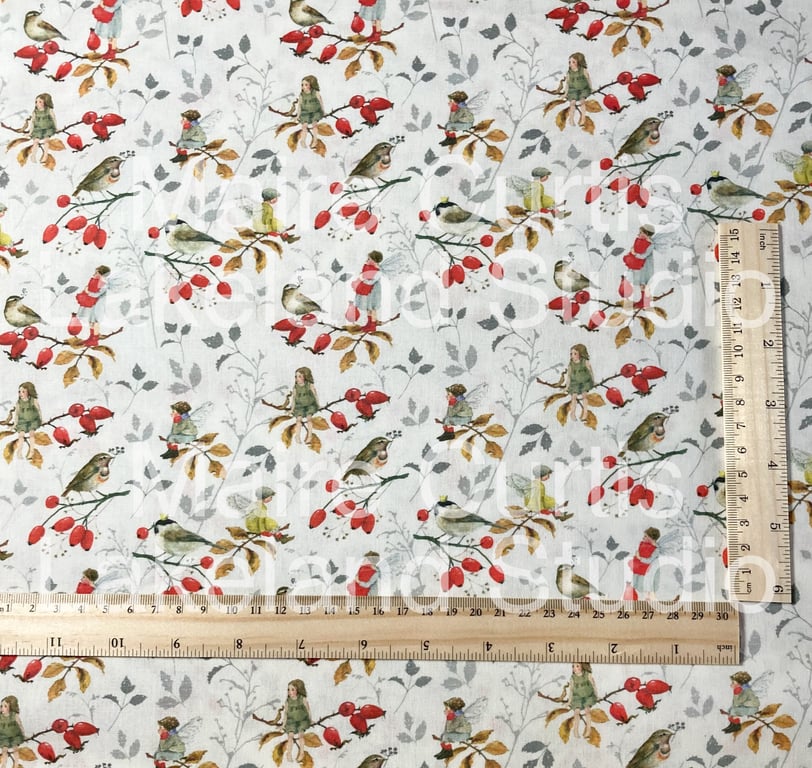 Berry Elves cotton quilt fabrics from quarter metre