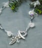 Quartz Crystal necklace with a heart toggle clasp, charms & Swarovski crystal - Image 1