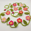 Crochet Flowers Garland in Pinks 
