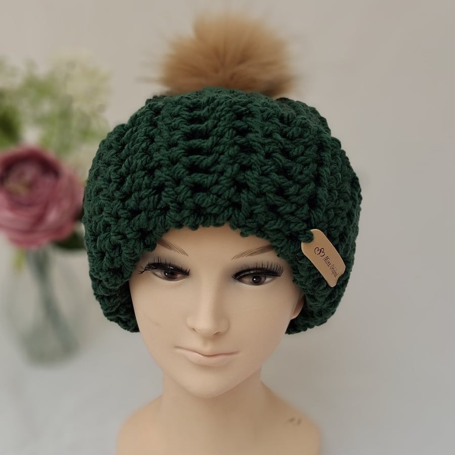 Image of Handmade crochet hat and scarf set.