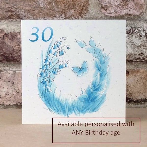 Birthday Card Bluebell Wood - Personalise with any age