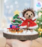 Sale ! Christabel the Christmas hedgehog sculpture. Crochet ornament, decoration - Image 1
