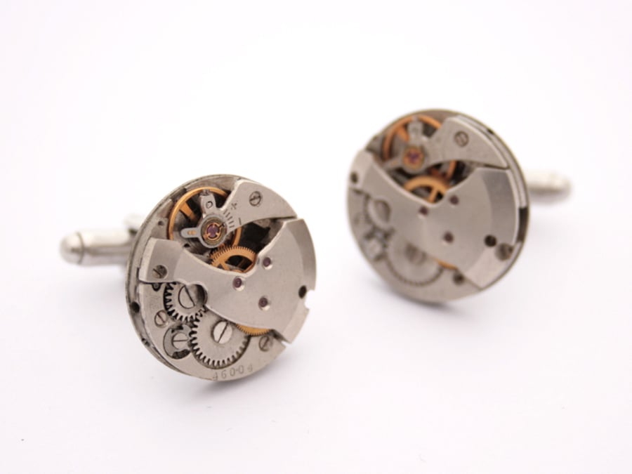 Industrial Cufflinks with Watch movements