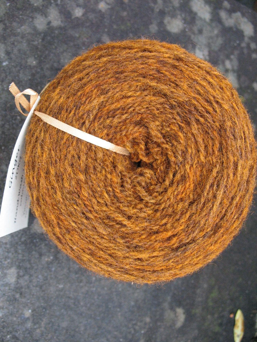 Hand-dyed Pure Jacob Aran Wool Ginger 100g