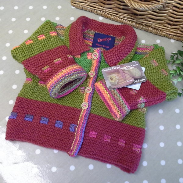 Designer Toddler's Hand Knitted Cardigan-Jacket  1-2 Years size ONE OFF