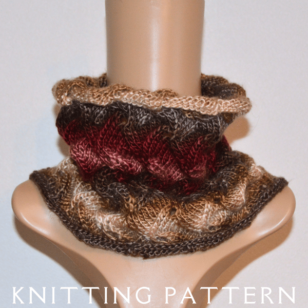 The Scroll Cowl Knitting Pattern PDF Version By Email