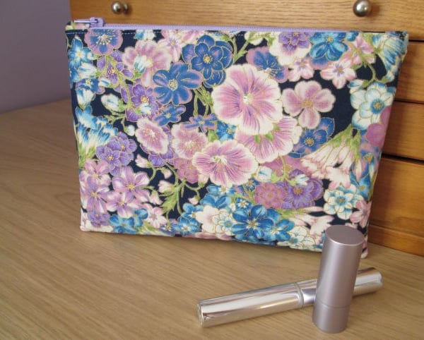Blue and Purple Floral Make Up Bag, Storage Bag, Pencil Case