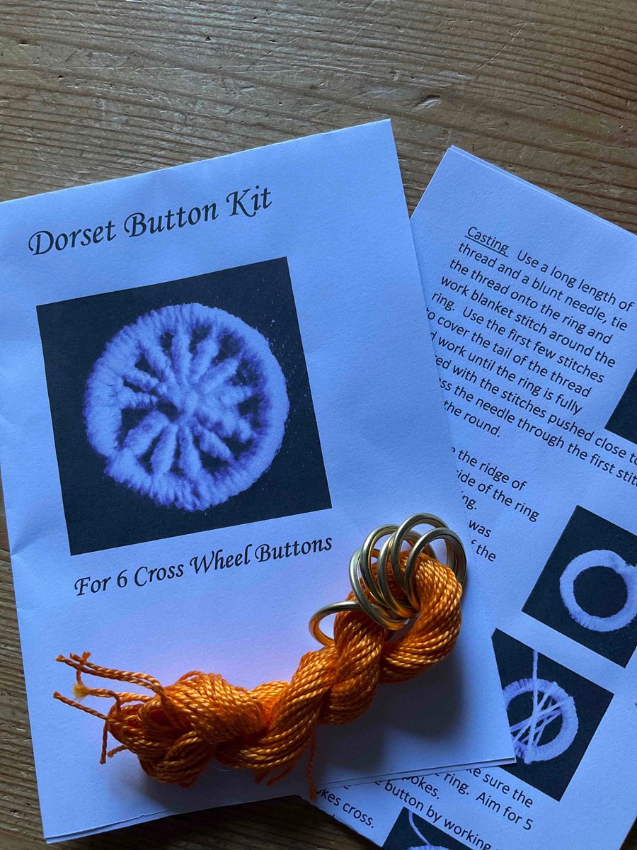 Kit to Make 6 x Dorset Cross Wheel Buttons, Tangerine 