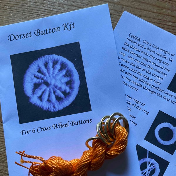 Kit to Make 6 x Dorset Cross Wheel Buttons, Tangerine 