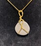 Beautiful wire wrapped grey pebble pendant on gold coloured chain.  - Image 2