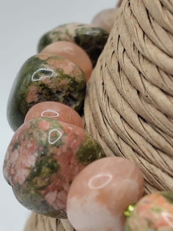 B suite. Unakite and Peach Moonstone Stone Bracelet by BDS.