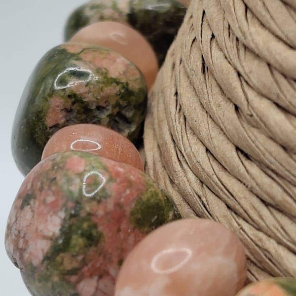 B suite. Unakite and Peach Moonstone Stone Bracelet by BDS.