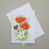 original art hand painted poppies greetings card ( ref FA108 G2 )