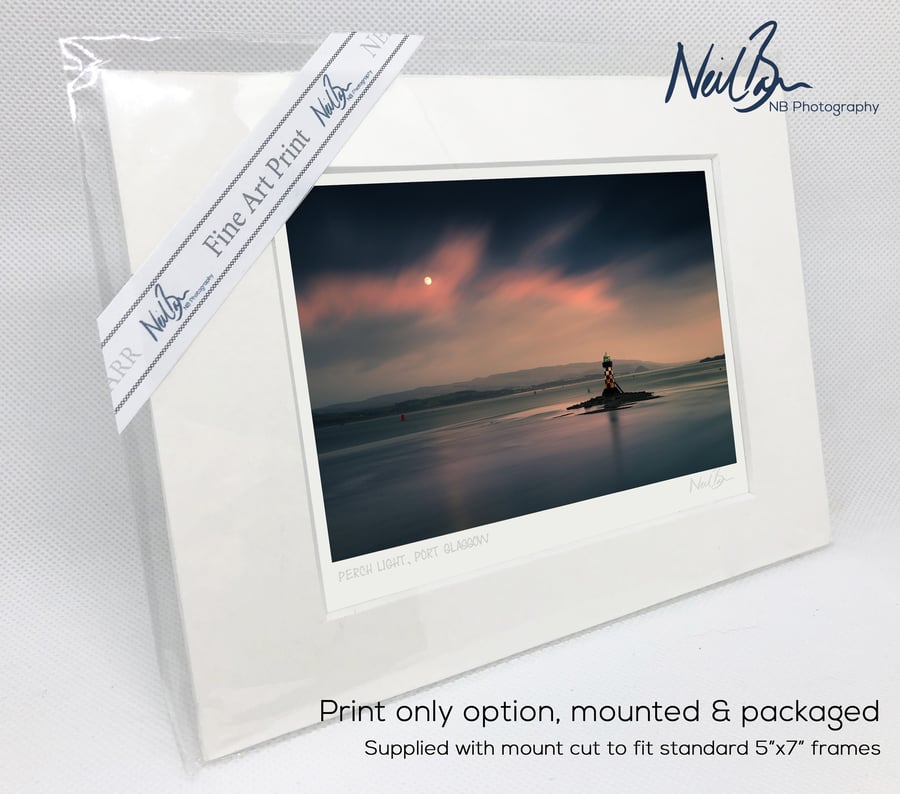 Perch Light by Moonlight, Port Glasgow - A6 (7" x 5") Unframed Print