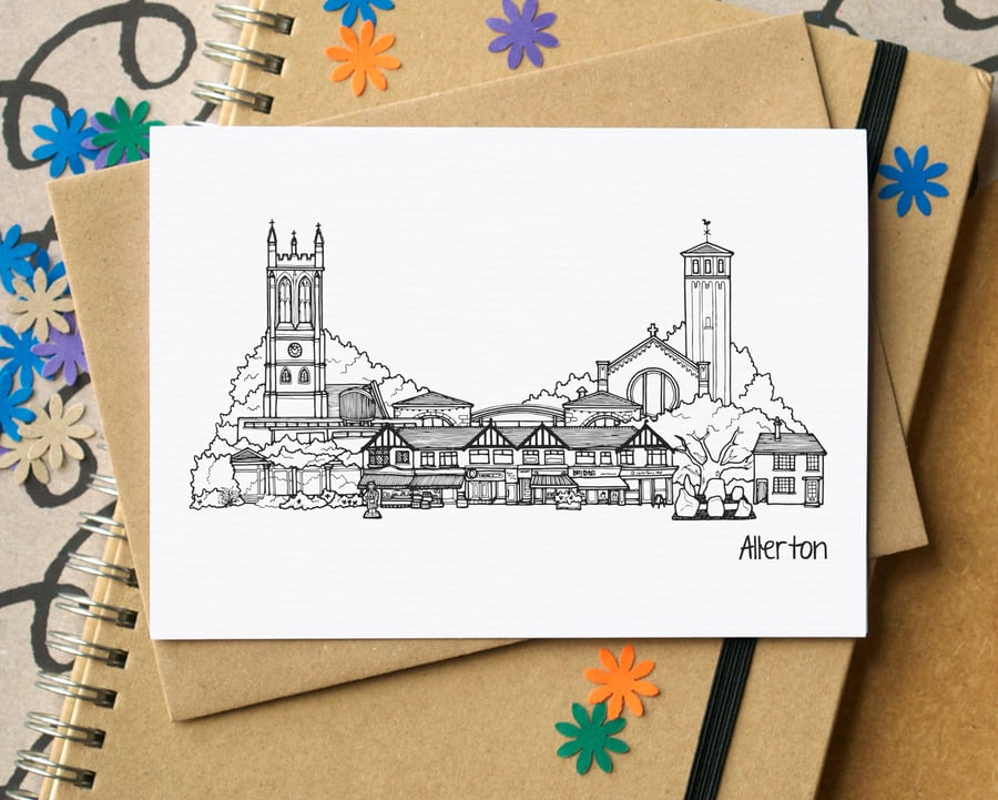 Allerton Liverpool Skyline Greetings Card