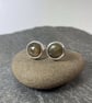 Silver and sapphire round stud earrings  - Image 1