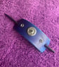 Dyed Blue Leather Hair Stick Barrette - Celtic Knot centre with 3 Grey Gemstones - Image 6