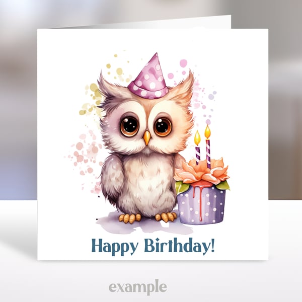 Personalised Cute Owl Children's Birthday Card 