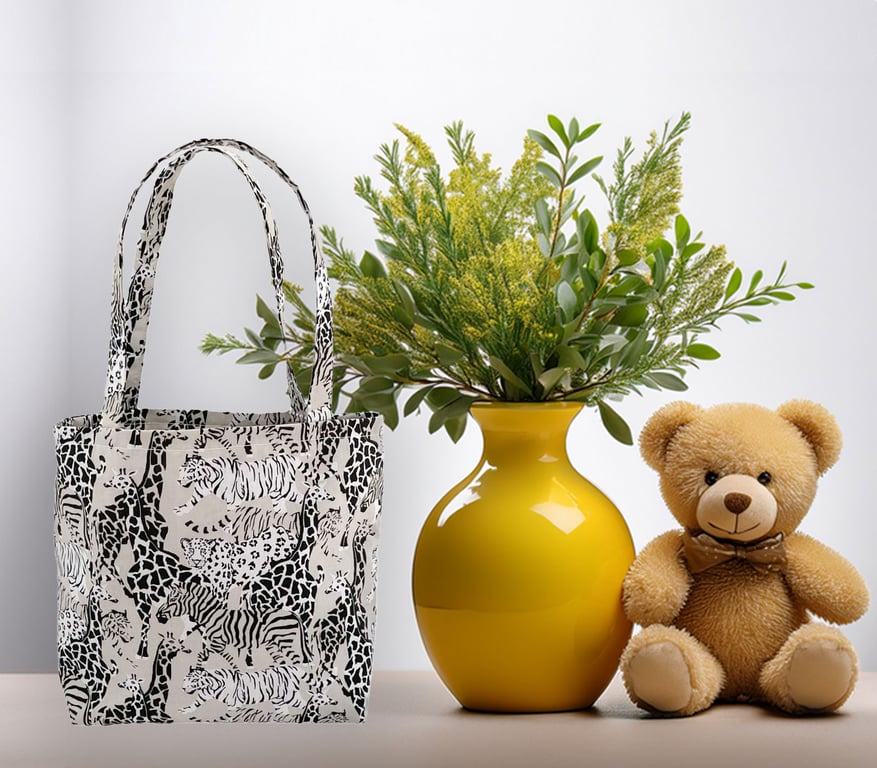 Children's Tote Bag Giraffe & Tiger. Children's-Baby Shower bag-Handmade-CTB107