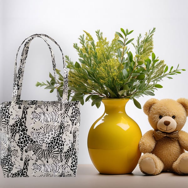 Children's Tote Bag Giraffe & Tiger. Children's-Baby Shower bag-Handmade-CTB107