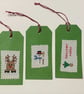 Five Large Handmade Cross-Stitch Christmas Gift Tags – Santa and Friends - Image 2