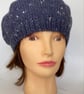 Women's Classic Hand Knit Wool Beret, Airforce Blue Hat, Knitted French Beret - Image 2