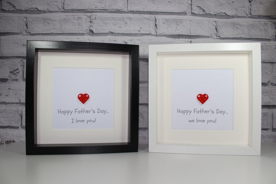 FATHER'S DAY - FRAMED HEART MADE USING LEGO - DAD OR DADDY