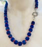 Hand knotted Electric blue barrel beaded necklace  - Image 5