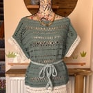 Summer Cotton Belted Tunic Beach Wear Evening Wear One Size