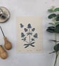 Sea Holly and Tiny Bee Botanical Linocut Print - Image 1