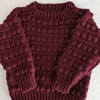 Burgundy bobble knit jumper for a one year old boy or girl 