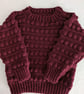 Burgundy bobble knit jumper for a one year old boy or girl 