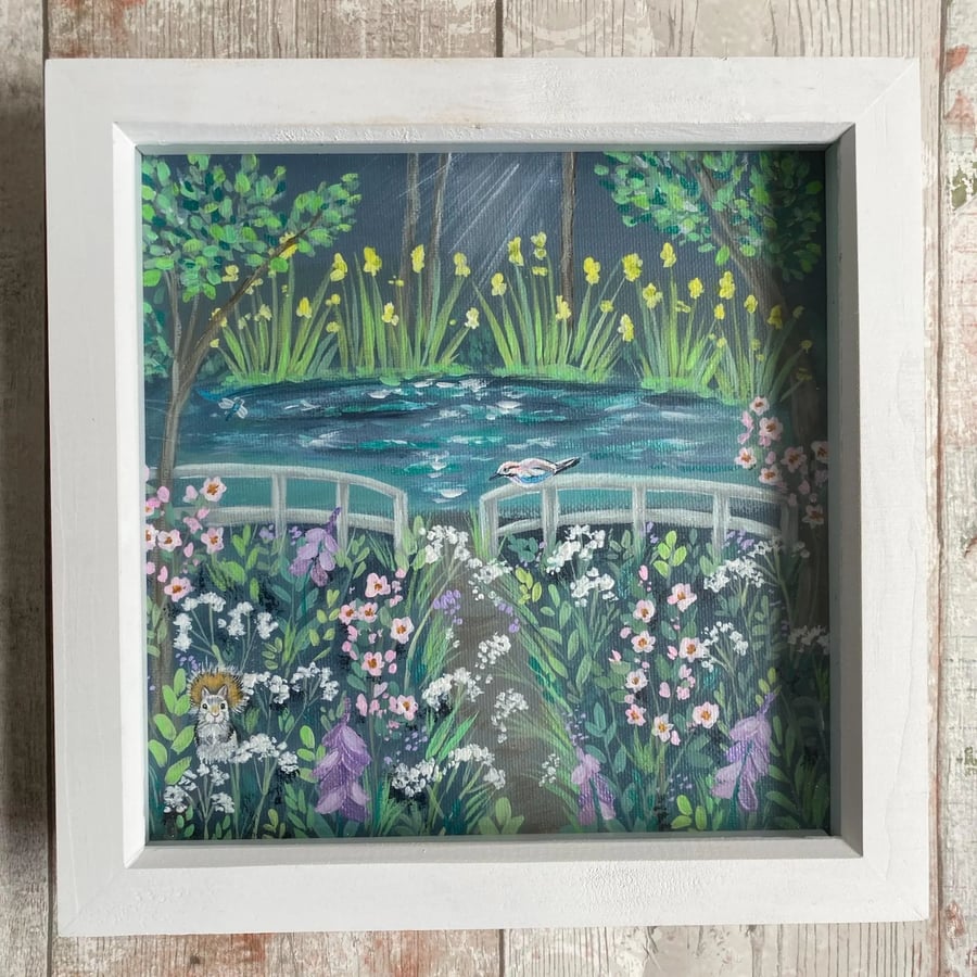 Woodland Stream Original Painting - Fairytale Cottagecore Art - Hand Painted