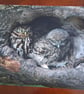 TWO LITTLE OWLS IN A NEST