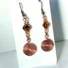 Copper Tone Wire Spiral Earrings